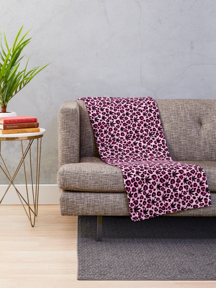 Thumbnail 2 of 6, Throw Blanket, Pink Leopard designed and sold by Skyvora.