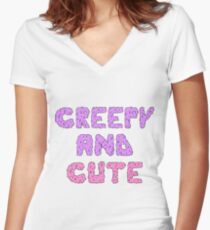 Creepy and Cute Women's Fitted V-Neck T-Shirt