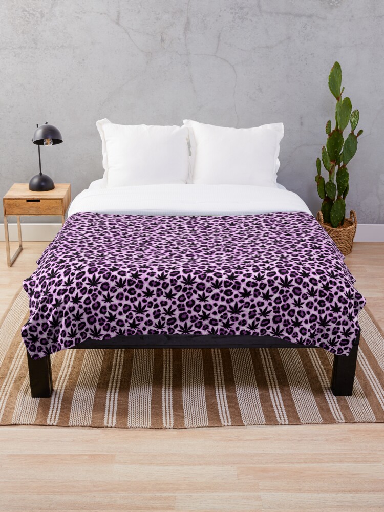 Thumbnail 1 of 6, Throw Blanket, Purple Leopard designed and sold by Skyvora.