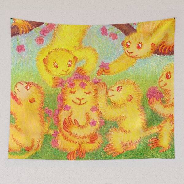 Item preview, little affections - putting flowers in a friends hair designed and sold by InkTheCrow.
