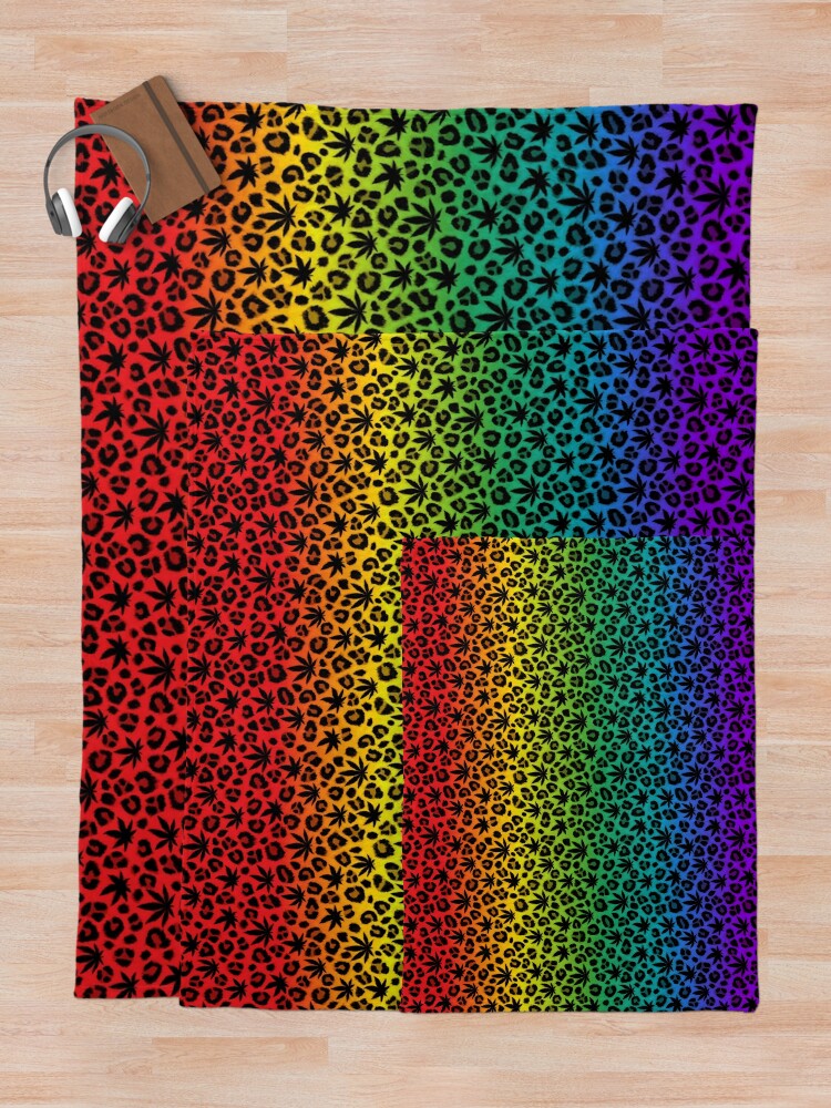 Thumbnail 5 of 6, Throw Blanket, Rainbow Leopard designed and sold by Skyvora.