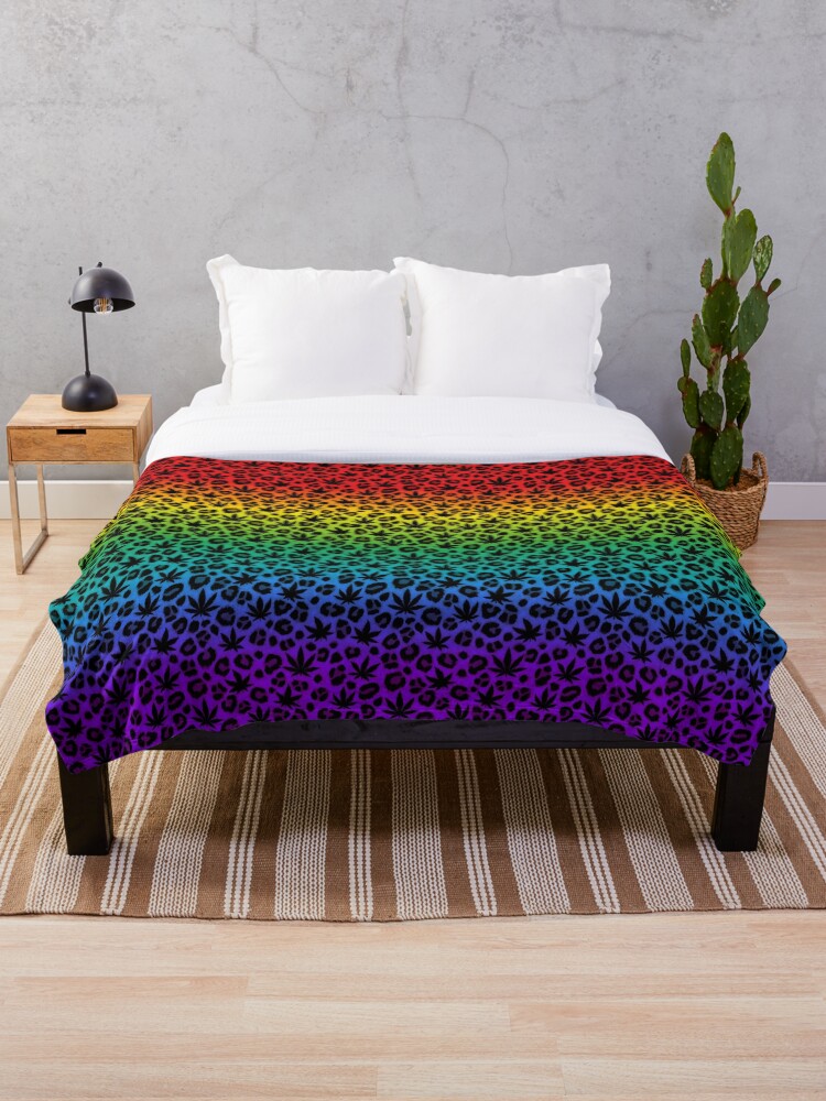 Thumbnail 1 of 6, Throw Blanket, Rainbow Leopard designed and sold by Skyvora.