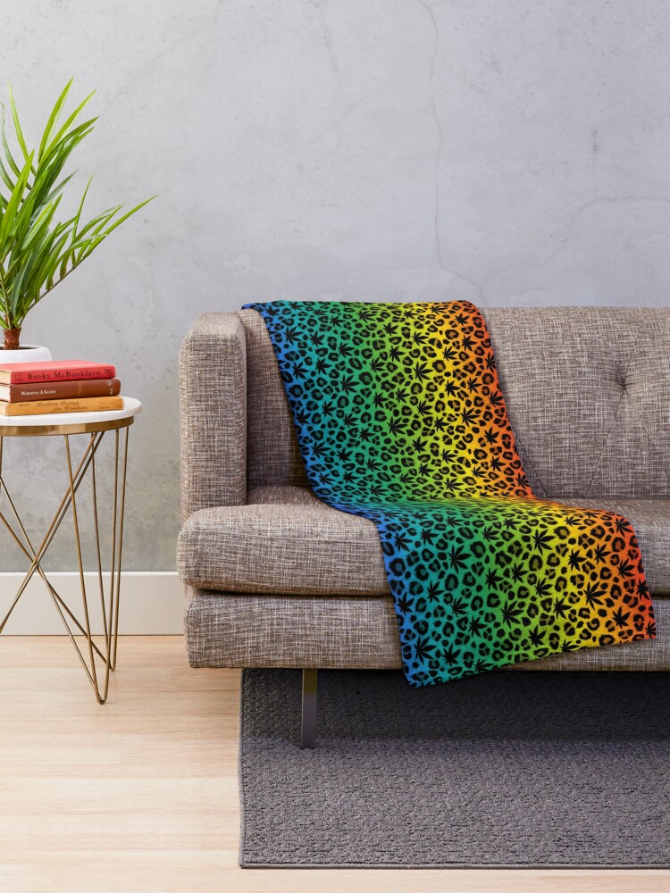 Thumbnail 2 of 6, Throw Blanket, Rainbow Leopard designed and sold by Skyvora.