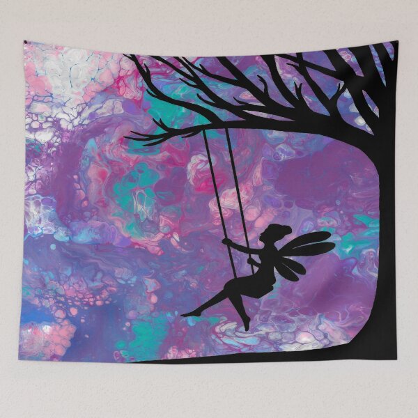 Item preview, Fairy on a Swing - Acrylic Pour designed and sold by HandmadeHill.