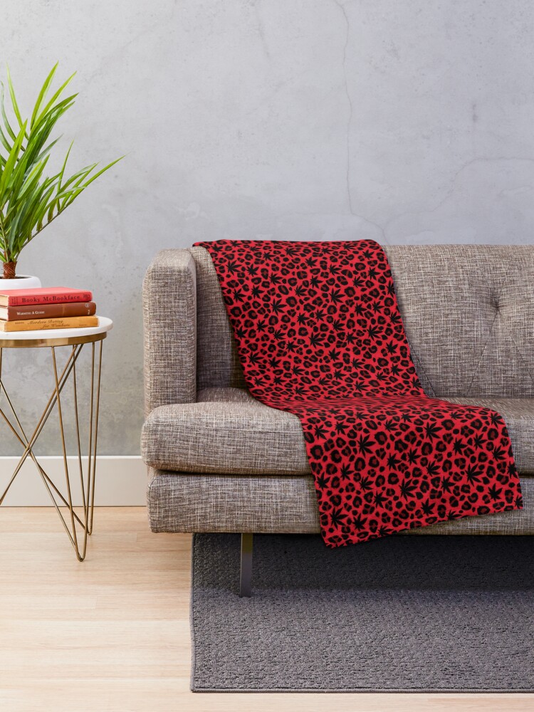 Thumbnail 2 of 6, Throw Blanket, Red Leopard designed and sold by Skyvora.