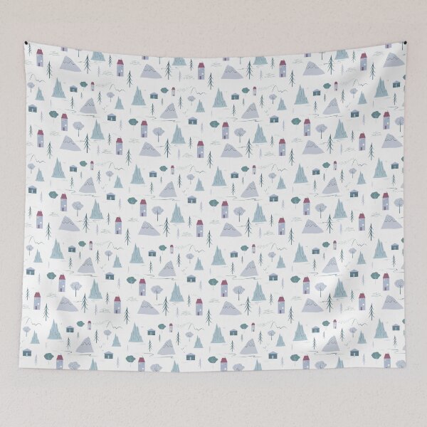 Item preview,  Cozy Houses Trees Mountains Modern Pattern designed and sold by inga-ra.