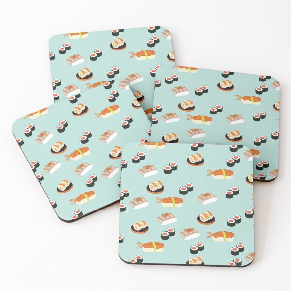 Item preview, Sushi Blue Background Pattern (turquoise color) designed and sold by Vimbuy.