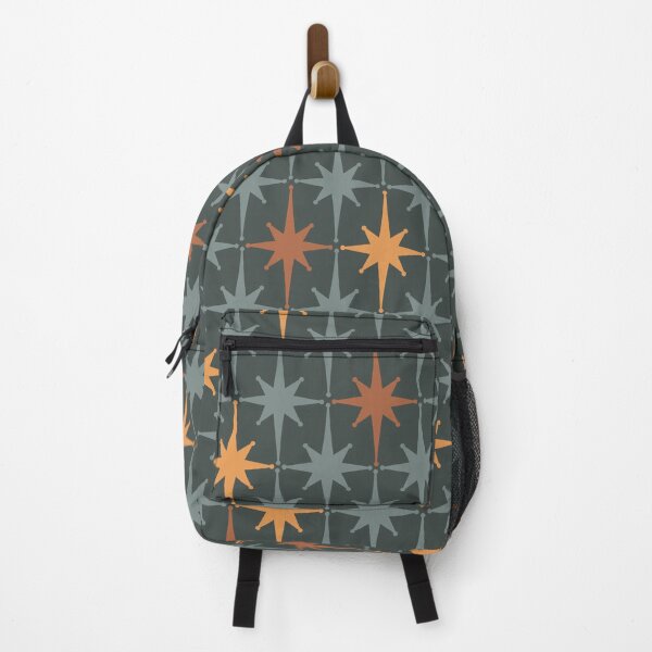 Item preview, Atomic Age Retro Vintage Mid-Century Modern Starburst Pattern Slate Blue Orange Brown designed and sold by kierkegaard.