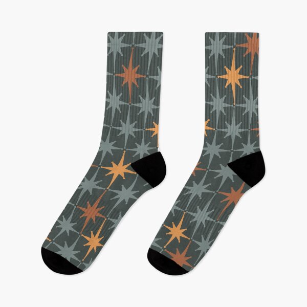 Item preview, Atomic Age Retro Vintage Mid-Century Modern Starburst Pattern Slate Blue Orange Brown designed and sold by kierkegaard.