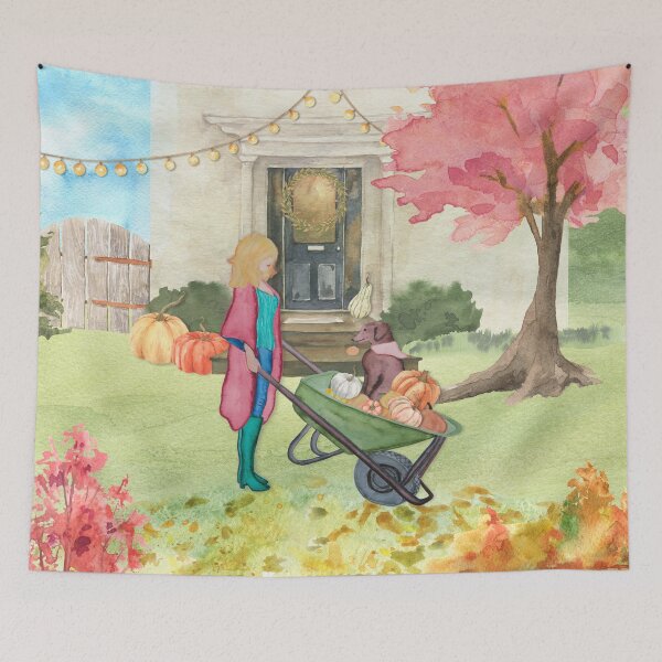 Item preview, Autumn Watercolor Pumpkin Harvest designed and sold by Emily Duvall.
