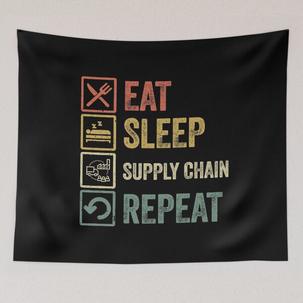 Item preview, Funny eat sleep supply chain repeat retro vintage designed and sold by HN-ART.
