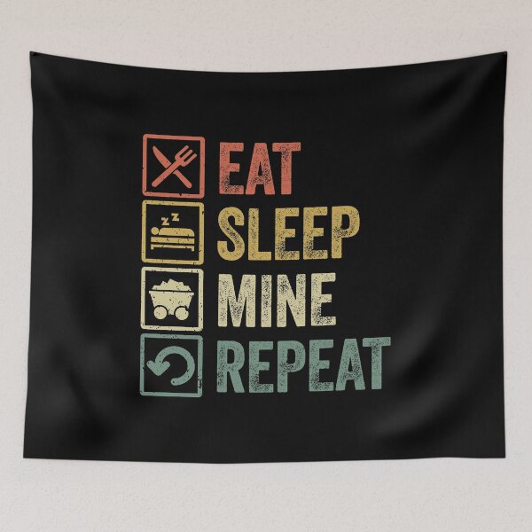 Item preview, Funny eat sleep mine repeat retro vintage gift designed and sold by HN-ART.