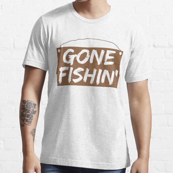Gone Fishing Printed Graphic Men's Crew T-Shirt Tee