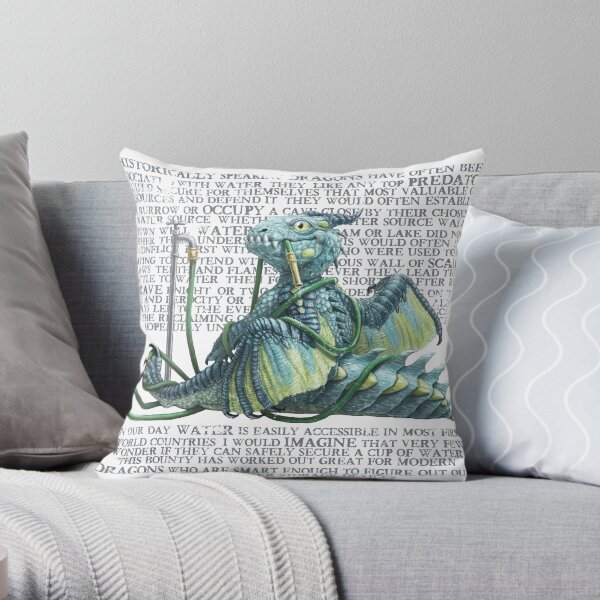 Fun with a hosepipe Dragon With text Throw Pillow
