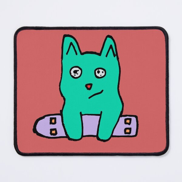 Item preview, Cute green skate boarding crazy cat designed and sold by Kayleigh Hannah Art .