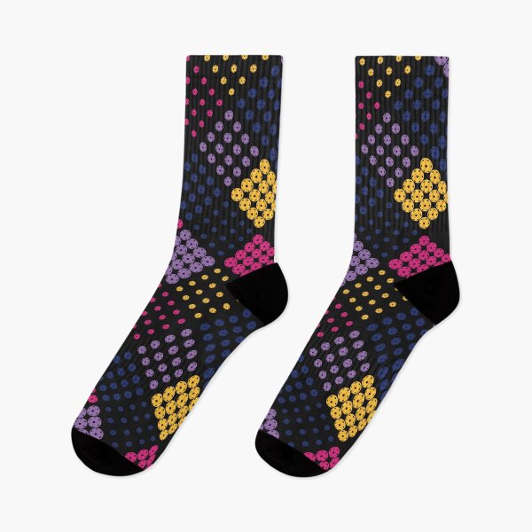 Item preview, Vivid pink, yellow, purple and navy blue pickleballs designed and sold by EvieWoj.