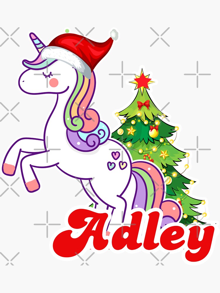 "A for Adley Christmas Unicorn" Sticker for Sale by Anaen Redbubble