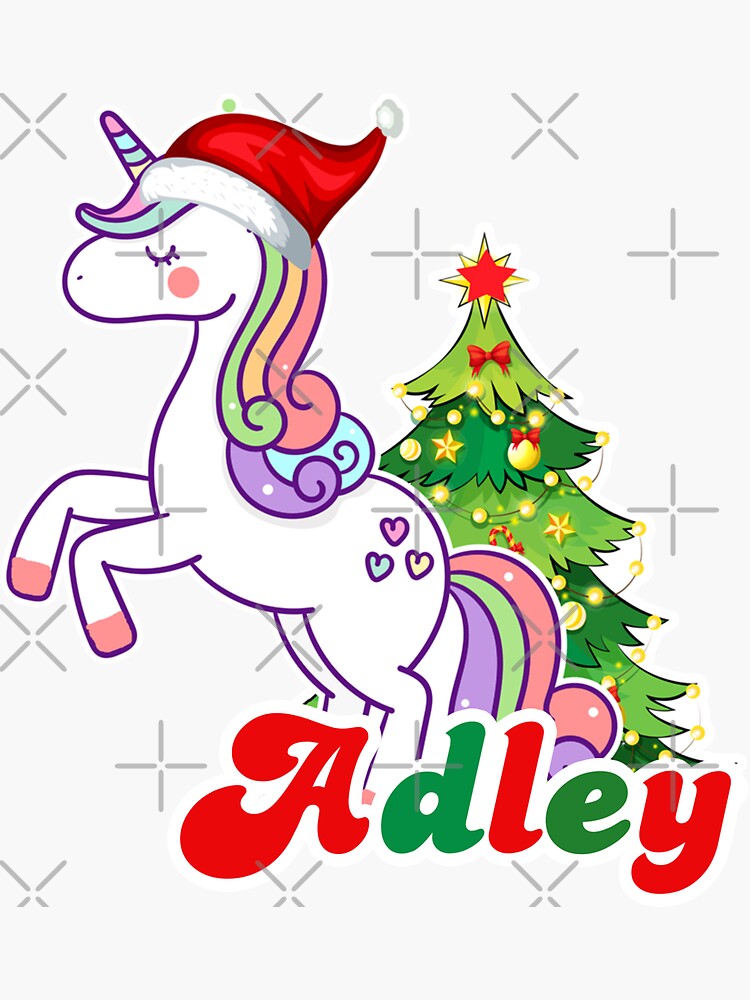 "A for Adley Christmas Unicorn Cute" Sticker for Sale by Anaen