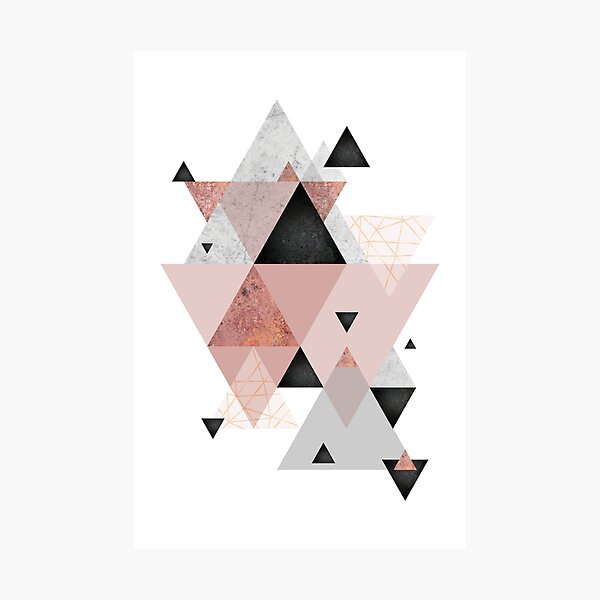 Geometric Compilation in Rose Gold and Blush Pink Photographic Print