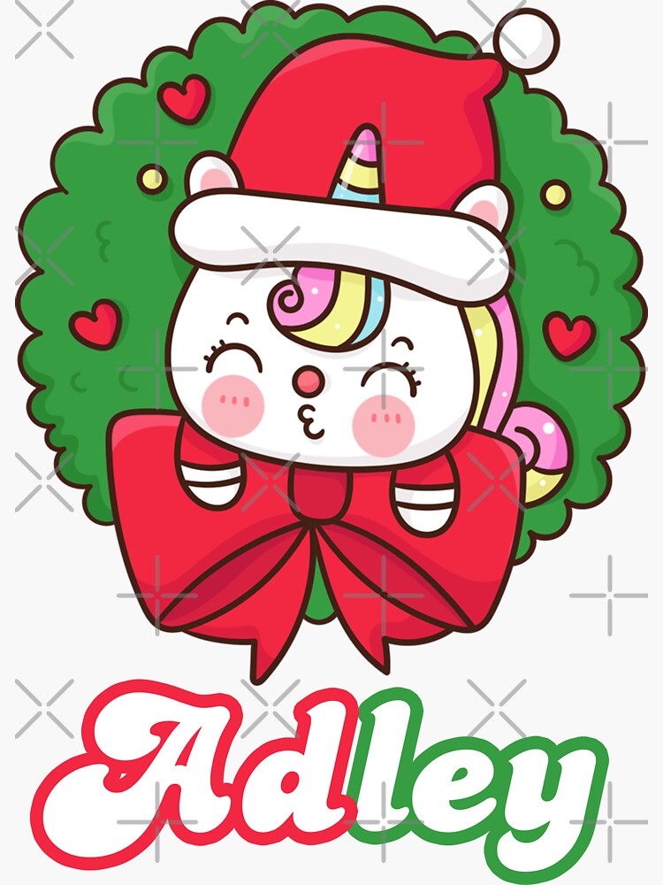 "A for Adley Christmas Unicorn Cute" Sticker for Sale by Anaen