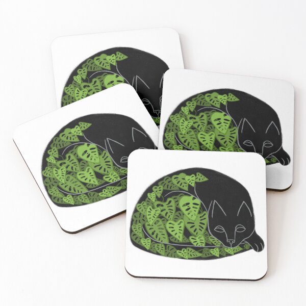 Item preview, Sleeping cat with Monstera adansonii designed and sold by Elirobyn.