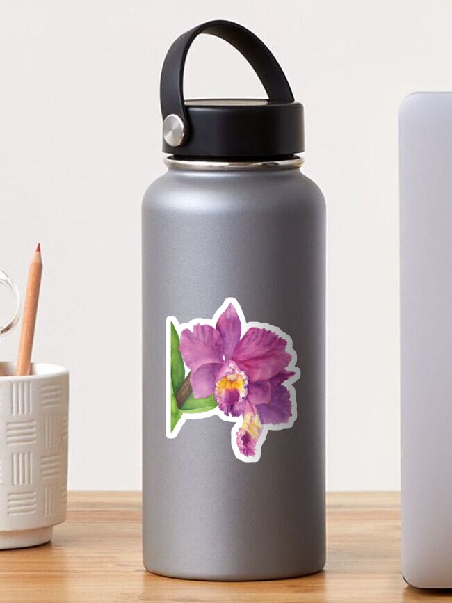 Stainless Steel Water Bottle Red and Purple Flowers