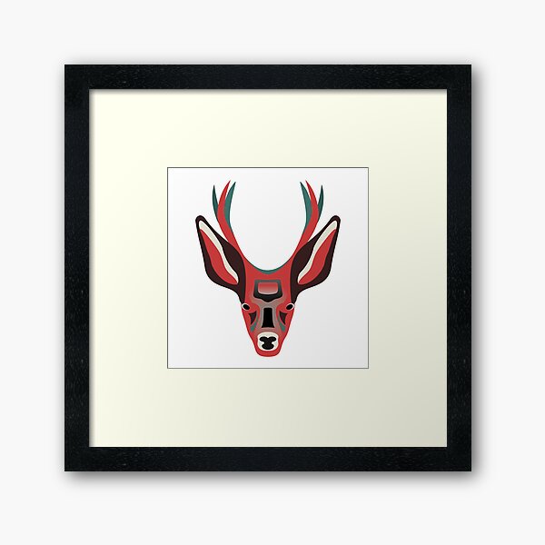 Red Deer Pattern Framed Art Print