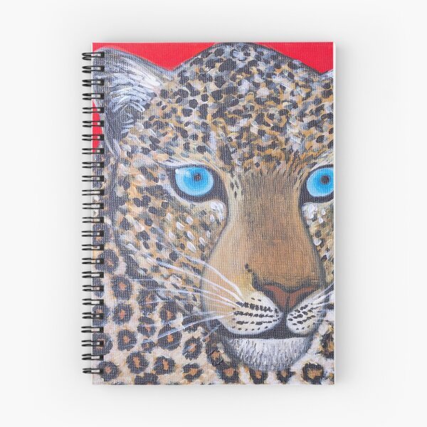 Item preview, Stunning blue eyed leopard with red background designed and sold by Rebekah Gavra.