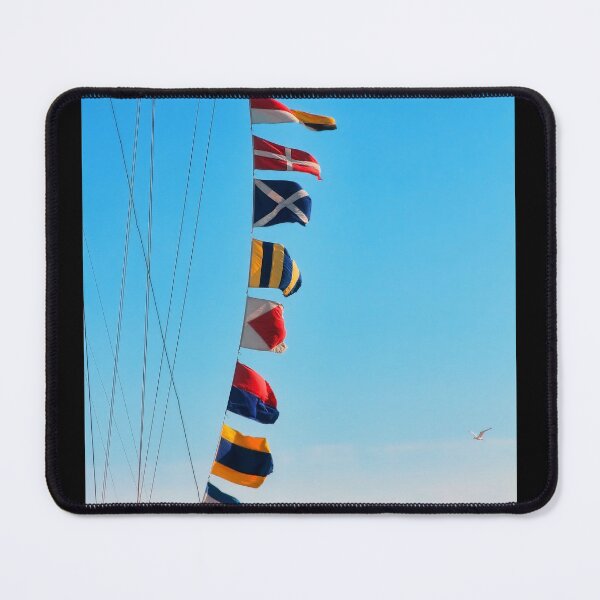 Item preview, Marine signal flags set on a mast against of blue sky. designed and sold by IaroslavB.