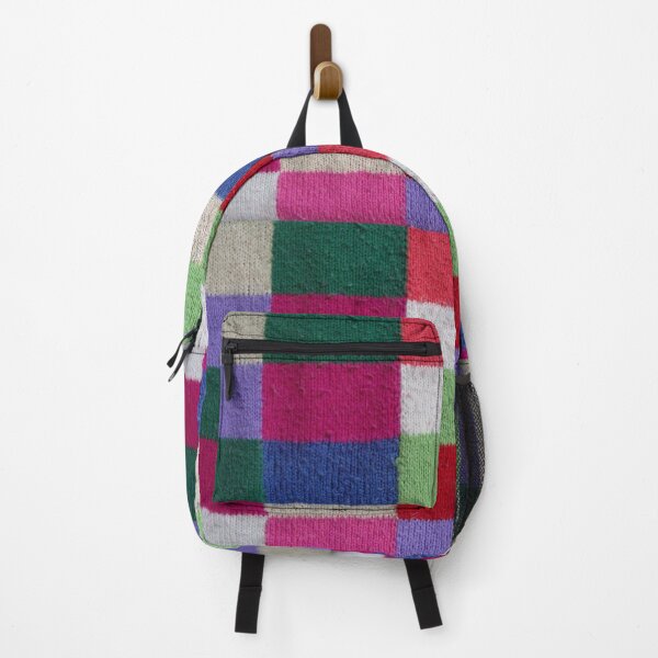 Item preview, colourful vintage patchwork knitted squares designed and sold by pollywolly.