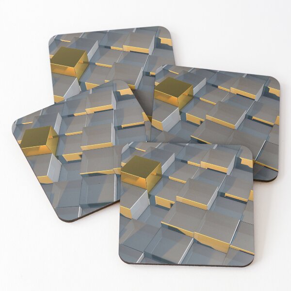 Item preview, Metal cubes with gold cube abstract art designed and sold by RafaelLima7.