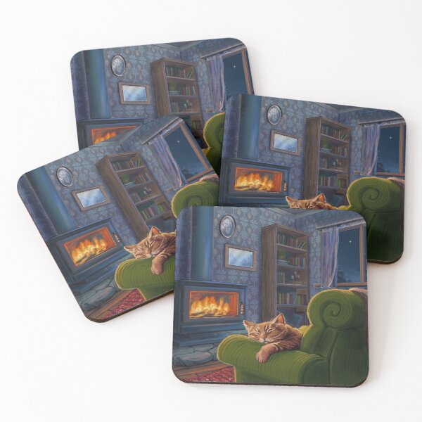 Item preview, Cosy cat by the fireplace designed and sold by Heidi Monsant.