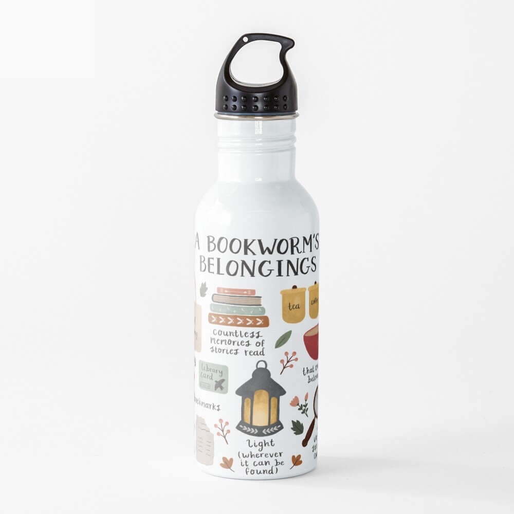 A Bookworm's Belongings Water Bottle
