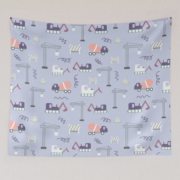 Item preview, Blue background construction repeat pattern designed and sold by tamongg14.
