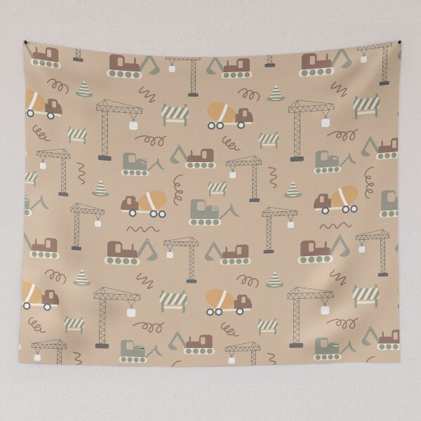 Item preview, Brown background construction repeat pattern designed and sold by tamongg14.