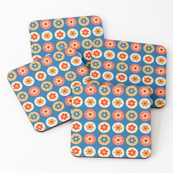 Item preview, Multicolor Flower Pattern on Blue Background designed and sold by Lisa Thomas.