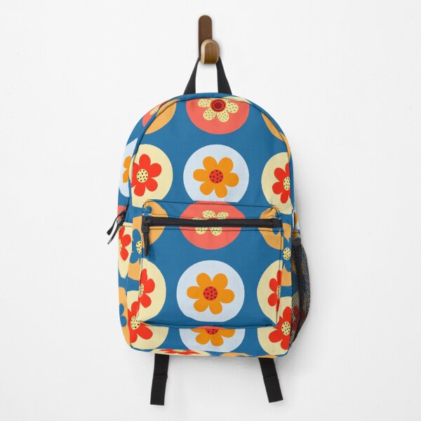 Item preview, Multicolor Flower Pattern on Blue Background designed and sold by Lisa Thomas.