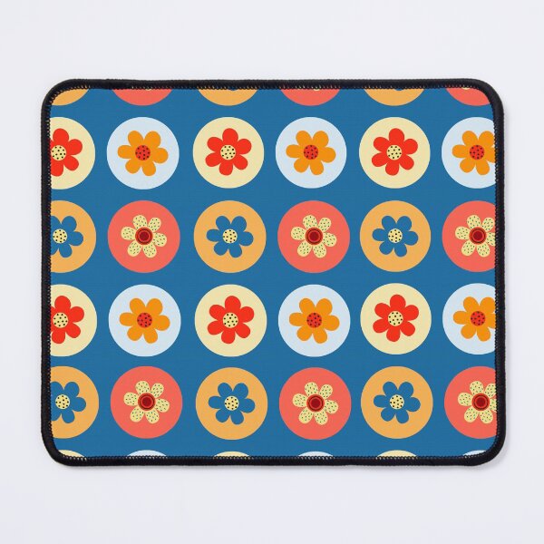 Item preview, Multicolor Flower Pattern on Blue Background designed and sold by Lisa Thomas.