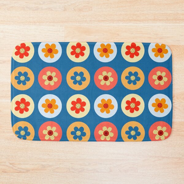 Item preview, Multicolor Flower Pattern on Blue Background designed and sold by Lisa Thomas.