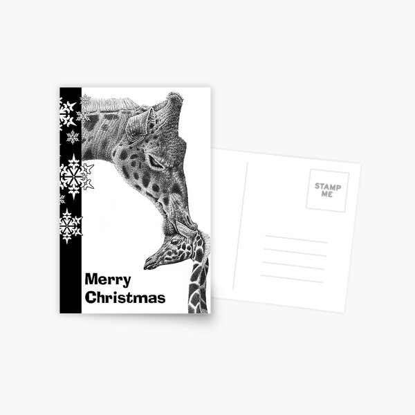 Giraffe and Calf Christmas Card Postcard
