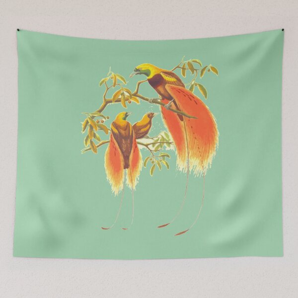 Item preview, Beautiful Orange Long Tail Birds On Tree Branches designed and sold by CheeryDK.