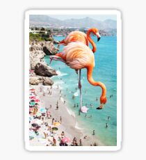 Flamingos on the Beach #redbubble #decor Sticker