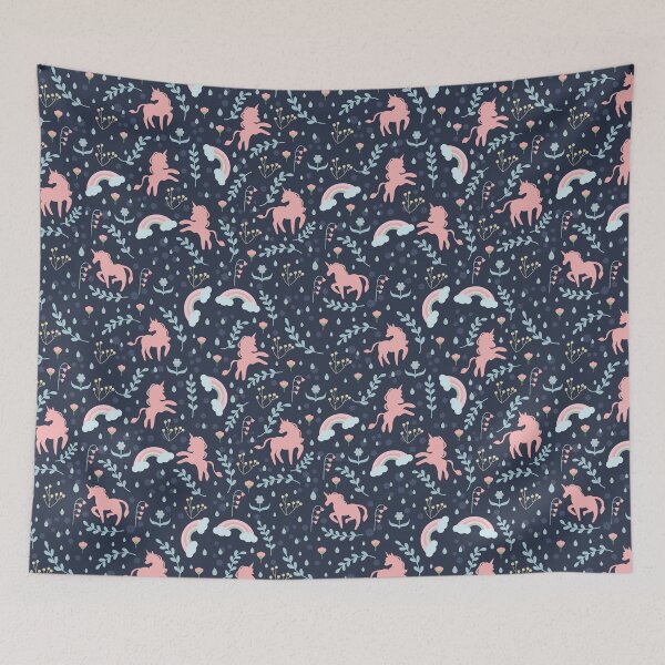 Item preview, Floral Vintage Unicorns and Rainbows designed and sold by RoslynArt.