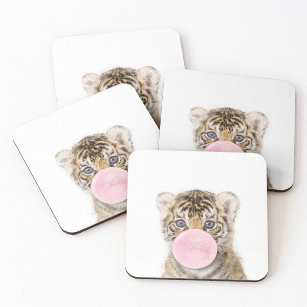 Item preview, Baby Tiger Blowing Bubble Gum Pink by Zouzounio Art designed and sold by zouzounioart.