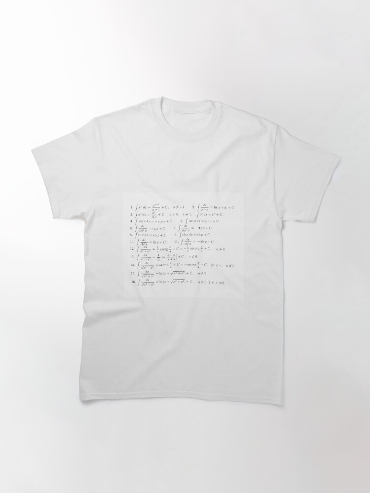 Alternate view of Table of basic indefinite integrals Classic T-Shirt