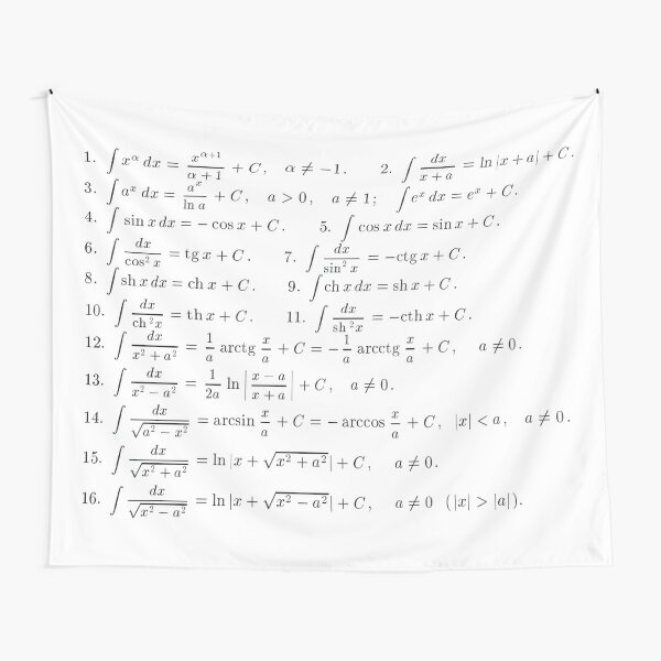 Table of basic indefinite integrals Tapestry