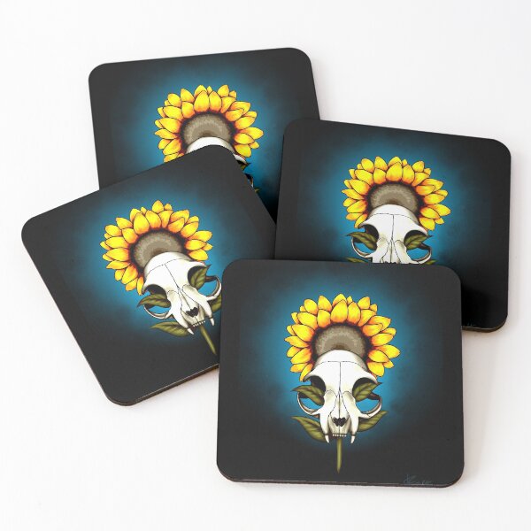 Item preview, Sunflower Cat Skull Art designed and sold by RaenMorph.