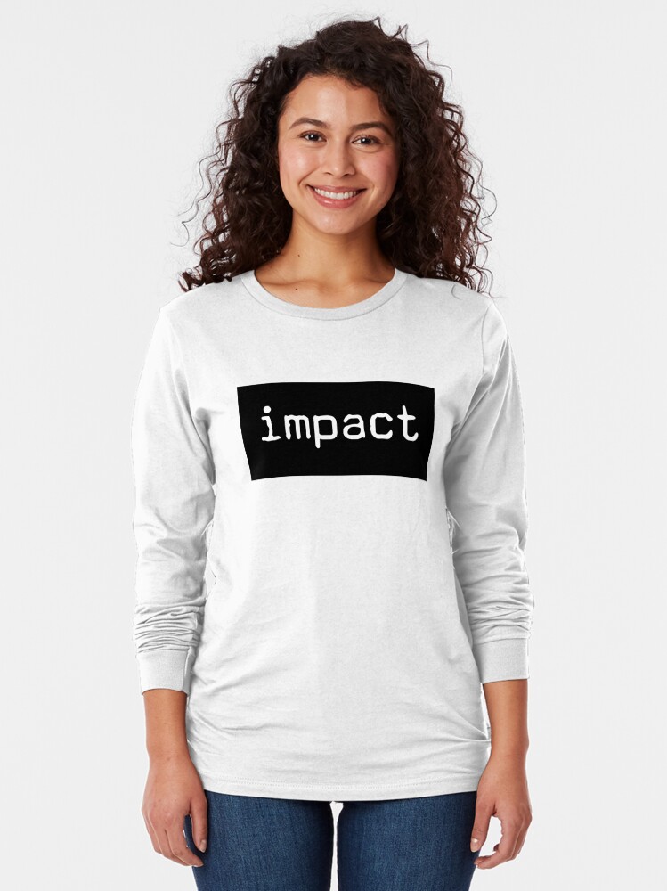 Alternate view of Impact Unique Font Written in White Long Sleeve T-Shirt