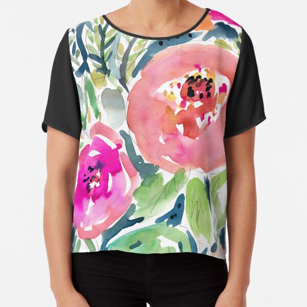 Peach Floral Chiffon Top