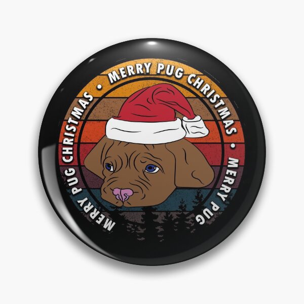 Item preview, Merry Pug Christmas distressed sunset retro dog face design designed and sold by SamRVstore.